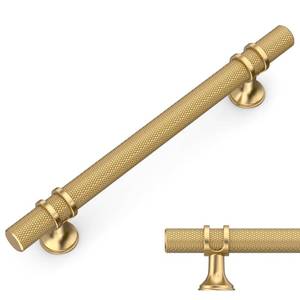lot 20002 image: Amerdeco 10 Pack Knurled Champagne Bronze Cabinet Pulls 6.3 Inch Hole Center Kitchen Cabinet Handles for Drawer, Cupboard and Wardrobe ZH0025