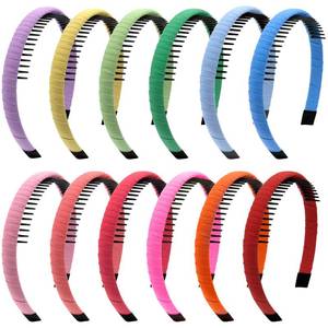 lot 20020 image: Duufin 12 Pieces Girls Headbands with Teeth Comb Headband Non-slip Colorful Hair Teeth Headbands for Girls, Candy Color