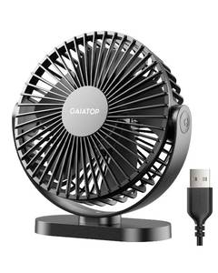 lot 20039 image: Gaiatop USB Desk Fan, 5.5 Inch Small Quiet Powerful 3 Speeds 90° Rotate, Personal Mini Portable Desktop Table Fans, Cooling for Home Office Car Travel Indoor Outdoor Black