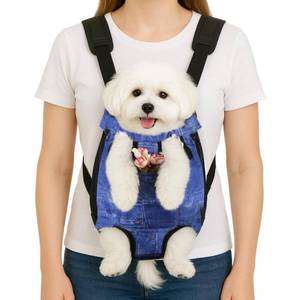 lot 20040 image: Dog Backpack Carrier, Front Pocket for Essentials, Legs Out Carrying Sling Travel Bag for Small Medium Dogs 4-7 Lbs, Soft Wearable Puppy Chest Carry Backpacks for WalkingHikingCampingTraveling