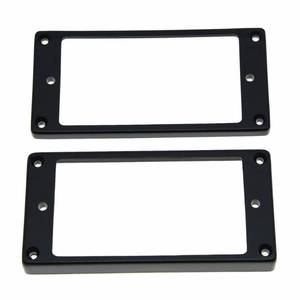 lot 20046 image: Dopro Set of 2 Plastic Humbucker Pickup Ring Pickup Mounting Frame Flat Bottom 3  5 for Neck and 7  9 for Bridge Pickup Black