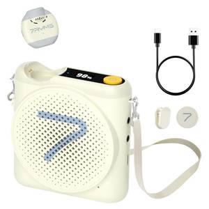 lot 20408 image: 7RYMS WA2 Wireless Voice Amplifier for Teachers with Magnetic Lavalier Mic, Wireless Portable Amplifier with Noise Canceling, Mini Voice Amplifier for Classroom, Meeting, Training, Speech (White)