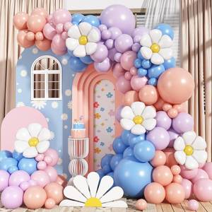 lot 20413 image: Daisy Flower Balloon Arch Kit, 168Pcs Blue Peach Balloon Garland Arch Kit for Wild Flower Baby in Bloom Baby Shower Spring Daisy Theme Girls Birthday, Puppy-Themed Party Supplies, Dog Party