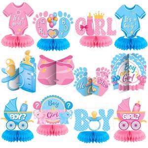lot 20414 image: Chiisong 12 Pcs Gender Reveal Decorations - Boy or Girl Honeycomb Centerpieces for Table, Pink Blue Gender Reveal Table Decorations for Baby Shower, Pregnancy Announcement Party Supplies