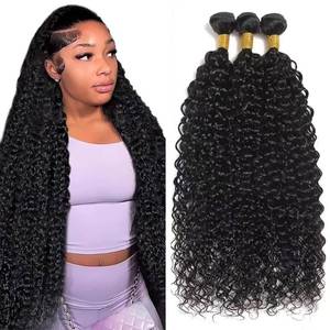 lot 20420 image: 30 32 34 Inch Curly Human Hair Bundles Bundles Human Hair Black Bundle Brazilian Virgin Remy Hair Extensions 1b Color