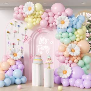 lot 20421 image: 136pcs Pastel Flower Balloon Arch Kit with Pastel Purple Nude Light Pink Flower Balloons for Wildflower Floral Baby in Bloom Baby Shower Birthday Party Decorations