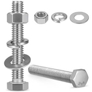 lot 20428 image: Krysay 6Sets 38-16 x 7 Hex Head Screw Bolt,Nuts,Flat Washer Kit 304 Stainless Steel 18-8 Full Threaded,for Home Repairs (Open Box, May Be Missing Pieces)