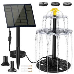 lot 20461 image: Solar Water Fountain for Bird Bath Upgrade Solar Panel Adjustable Flow Water Fountain 2W 7V Solar Powered Water Pump for Water Feature Small Pond