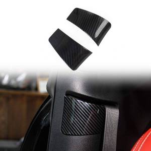 lot 20473 image: Jstotrim Carbon Fiber Seat Belt Button Decor Cover Trim for Dodge Challenger 2015-2023