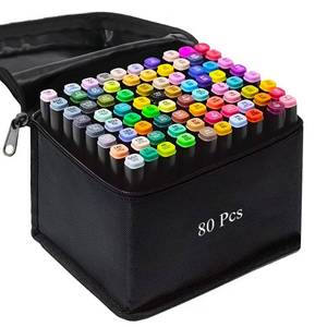 lot 20474 image: AMUIZC Alcohol Markers, 80 Colors Art Drawing Markers Set for Kids Adults Dual Tip Permanent Sketch Markers, with Organizing Case