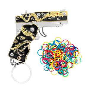 lot 20488 image: Mini Golden Dragon Rubber Band toy Metal folding keychain Rubber band toy Novel and funny Creative Outdoor party gift (Black Golden Dragon)