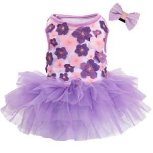 lot 20490 image: SIMCAPY Dog Dress, Fashion Puppy Tutu Princess Dresses for Small Dogs Girl, Sweet Skirt with Dog Bowknot Clips, Spring Dog Cat Clothes Pet Apparel (Tan, Black, Green,Red, Plaid Dress, Small)