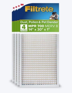 lot 5533 image: 3M Filtrete 724-4PK-1E Dust Pollen Pet Dander Filter 14 x 30 x 1 in