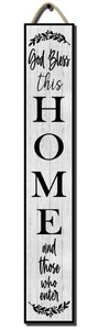 lot 5573 image: 32x8 Inch Rustic Farmhouse Style Vertical Outdoor Welcome Porch Sign - Wood Plank Set, Kind God Bless This Home and Those Who Enter Print, Fits Indoor & Outdoor Spaces