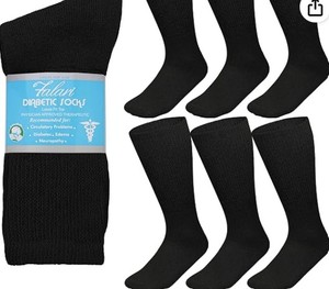 lot 12104 image: Diabetic Socks Loose Fit Top Physician Approved Therapeutic Size Large 6 Pair
