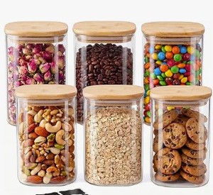 lot 17597 image: Glass Storage Jars Set and Bamboo lids