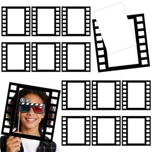 lot 2217 image: LawnIdyll 12 Pack Movie Night Photo Booth Props 11.8 Filmstrip Photo Frames for Movie Theme Party Decorations, Birthday, Family Gatherings, School Events, Photo Booth Accessories