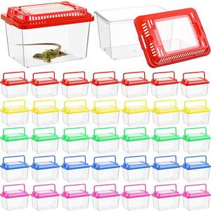lot 2219 image: LemonRoad 35 Pcs Plastic Reptile Terrariums Carrier Cage Enclosure Snake Breeding Box Hatching Container Fish Tank with Ventilated Lid for Tarantula Spider Turtle Lizard (Classic,5.1x3.5x3.5 Inch)