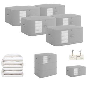 lot 2223 image: 5-piece compressed clothes storage bags, foldable wardrobe storage bags, large-capacity with handles, suitable for sweaters, bed sheets, blankets, down quilts, pillows, toys, etc.gray