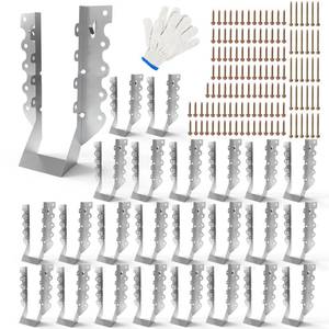 lot 2227 image: 25 Pack 2x8 Joist Hangers with Screws, Galvanized Face Mount Rafter Brackets for Wood, Hurricane Ties for Rafters and Deck Connectors for Floor Shed Barn Coop Porch Truss Deck and Ceiling Joists