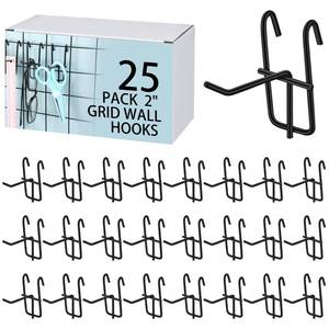 lot 2234 image: Moxweyeni 2 Inch Grid Wall Hooks 20 Pcs Gridwall Panel Hooks Store Garage Wall Mount Organizers Storage Grid Display Hangers for Retail, Craft Show, Home Setup, Customized Display(Black)