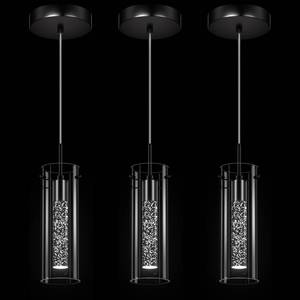 lot 2244 image: Esfos Pendant Ceiling Light Fixture, 6500K LED Kitchen Lighting Crystal Pendant Lights Kitchen Island Brushed Black, Glass Kitchen Hanging Light Fixture Modern Island Light with Crystal Bubble 3 Pack