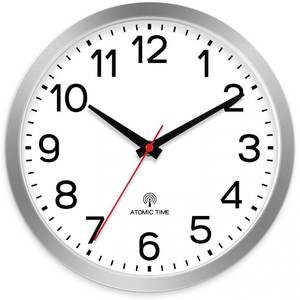 lot 2245 image: AKCISOT Atomic Wall Clock 12 Inch Clocks for Kitchen, Battery Operated Clock for Bedroom Office Classroom Living Room(Silver)