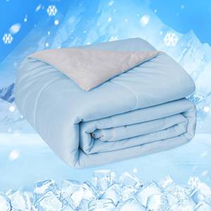 lot 2248 image: HOMFINE Cooling Comforter Japanese Double-Sided Arc-Chill Cold Tech Fabric Cooling Blanket for Hot Sleepers, Q-Max 0.45 Soft Breathable Silk Smooth Lightweight Blue Summer Comforter King