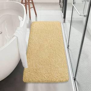 lot 2250 image: MondayRug Bathroom Runner Rug 48x24, Non Slip Fluffy Long Bath Mat, Soft Shaggy Absorbent Microfiber Bath Rugs, Machine Washable Bath Mats for Bathroom Floor, Tub and Shower, Light Yellow