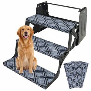 lot 2251 image: CircleRoad RV Step Covers 22 Inch 3 Pack Diamond RV Stair Covers Wrap, Best Fits 8-11 Deep Camper Stairs, RV Step Rugs Gray-Black, Kid & Pet Friendly