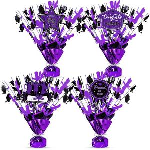 lot 2273 image: Tatuo 4 Pcs 2026 Graduation Table Centerpieces Party Decoration of Gleam Glitter Foil Graduate Centerpieces for Grad Party Supplies(Purple)