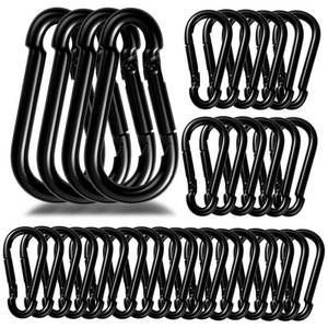 lot 2284 image: 50Pack Carabiner Clips Heavy Duty, 3.2 Large Spring Snap Hooks Bulk, Galvanized Black Carabiners for Camping, Solid Spring Clips-500lbs Holding Capacity