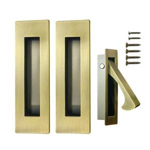 lot 2305 image: Toyvarnix Pocket Door Hardware and Edge Pull,Stainless Steel Pocket Door Handles Latch,Recessed Finger Flush Pulls,for Closet,Sliding,Barn Door (Antique Brass, 6Inch)