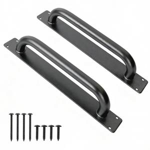 lot 2329 image: Purife 2 Pack 12 Inch Heavy Duty Steel Barn Door Handles Black, Metal Power Coated Modern Gate Pulls for Outdoor Fence Garden Patio, Interior Closet Cabinets Door Pulls