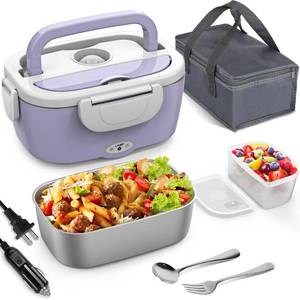 lot 2348 image: Vingud Electric Lunch Box for Adults, Heated Lunch Box Food Warmer, 80W Portable Heating Lunchbox for WomenWorkCarTruck, 1224110V,Violet