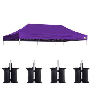 lot 2352 image: Eurmax USA 10x20 Pop Up Canopy Replacement Top,Universal Instant Canopy Cover ONLY,Heavy Duty UPF 50 UV Protection,Water &amp Wind Resistant Tarp, Bonus 4 Sand Bags (Purple)
