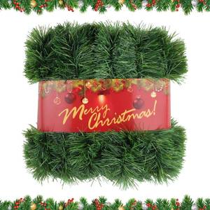 lot 2355 image: Aufee 1Pcs 50Ft Christmas Garland, Non-Lit Artificial Greenery Tinsel Wreath Garlands, Classic Xmas Green Decorations Crafts for Stairs Railing, IndoorOutdoor Decoration, Window, Fireplace Decor