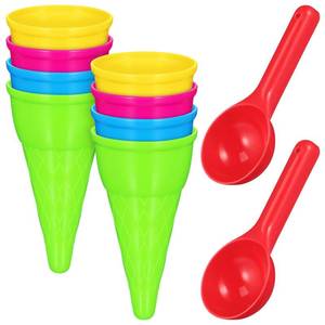 lot 2362 image: TOPPERFUN 10 PCS Beach Toys, Ice Cream Sand Set, Toddler Outdoor Play Food, Water Sandbox Toy for Kids, 2 Scoops 8 Cones Plastic Shovels Molds, Random Color