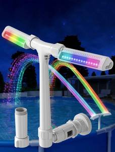 lot 2374 image: POOLHOUR Pool Fountain with 10 Colors Rainbow Lights for Above GroundInground Pools, Dual-Head Adjustable Pool Waterfall & Pool Sprinkler with Timer, 5000mAh Battery, Remote-Controlled, Grey