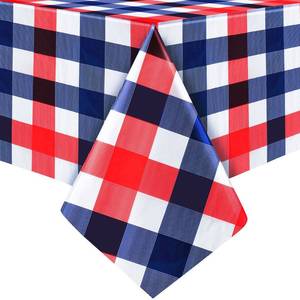 lot 2401 image: Boao 3 Pcs 4th of July Table Cloth Patriotic Red White and Blue Tablecloth Independence Day Decoration Buffalo Plaid Plastic Table Covers Rectangle Checkered Patriotic Tablecloth for Picnic 51x71 Inch