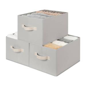 lot 2408 image: StorageWorks Storage Baskets for Shelves, Fabric Storage Bins, Closet Organization and Storage Baskets, Organizer Bins for Clothes, Light Gray, Large, 3-Pack
