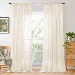 lot 2411 image: BGment Beige Linen Curtains 84 Inch Length for Living Room - Cream Semi Sheer Drapes Light Filtering with Rod Pocket for Bedroom Dining Country Lightweight, 2 Panels, Each Panel 52 Inch Wide