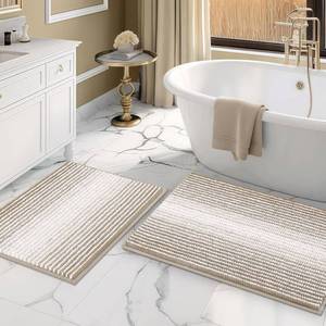 lot 2413 image: Bathroom Rugs and Mats Sets, 2 Piece Thick Absorbent Chenille Bath Mat Rug Set Non Slip, Soft Shaggy Bath Room Floor Mats for Bathroom, Machine Washable (Light Taupe, 20 x 32 Plus 16 x 24)