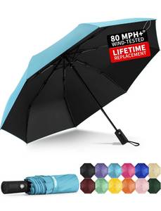 lot 2423 image: Yoobure Windproof Travel Umbrella - Automatic Umbrellas for Rain, Compact Folding Umbrella with UV Protection, Lightweight Portable Design for BackpackWalkingCar, Sun & Storm Ready