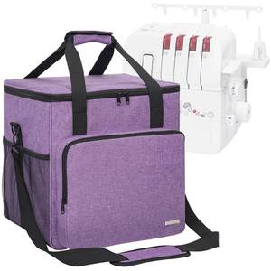 lot 2426 image: GMAK Serger Carrying Case, Universal Serger Storage Bag with Base Padding Pad, Storage Pockets, Travel Case with Shoulder Strap for Most Standard Overlock Sewing Machines and Accessories, Purple