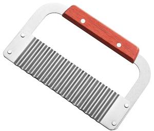 lot 2450 image: Crinkle Cutter Stainless Steel Potato Slicer Heavy Duty Wavy Crinkle Cutting Chopping Tools with Wooden Handle for Carrot Veggies