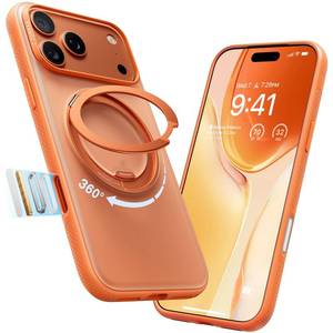 lot 2451 image: TORRAS 360 Magnetic Stand for iPhone 17 Pro Max Case, Fit for MagSafe 4X Military-Grade Protection Slim Case for iPhone 17 Pro Max 6.9, Translucent Cosmic Orange, Ostand O3 Fitness Series
