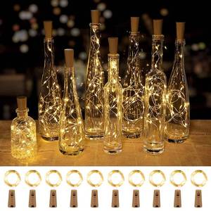 lot 2456 image: Brightown Wine Bottle Lights with Cork, 10 Pack 20 LED Waterproof Battery Operated Cork Lights, Silver Wire Mini Fairy Lights for Liquor Bottles DIY Party Bar Christmas Wedding D�cor