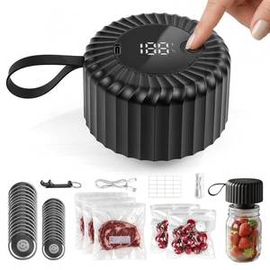 lot 2460 image: Upgraded Mason Jar Vacuum Sealer Kit, One-Touch Vacuum Sealer for Wide &amp Regular Mouth Mason Jars and Vacuum Bag, Black