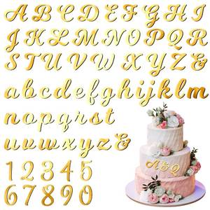 lot 2466 image: Jspupifip 64 Pcs Acrylic Cake Alphabet Numbers Topper, Mirror Number 0-9 and Alphabet A-Z Personalized Cake Picks Decor Anniversary Wedding Baby Shower Party Supplies(Gold)